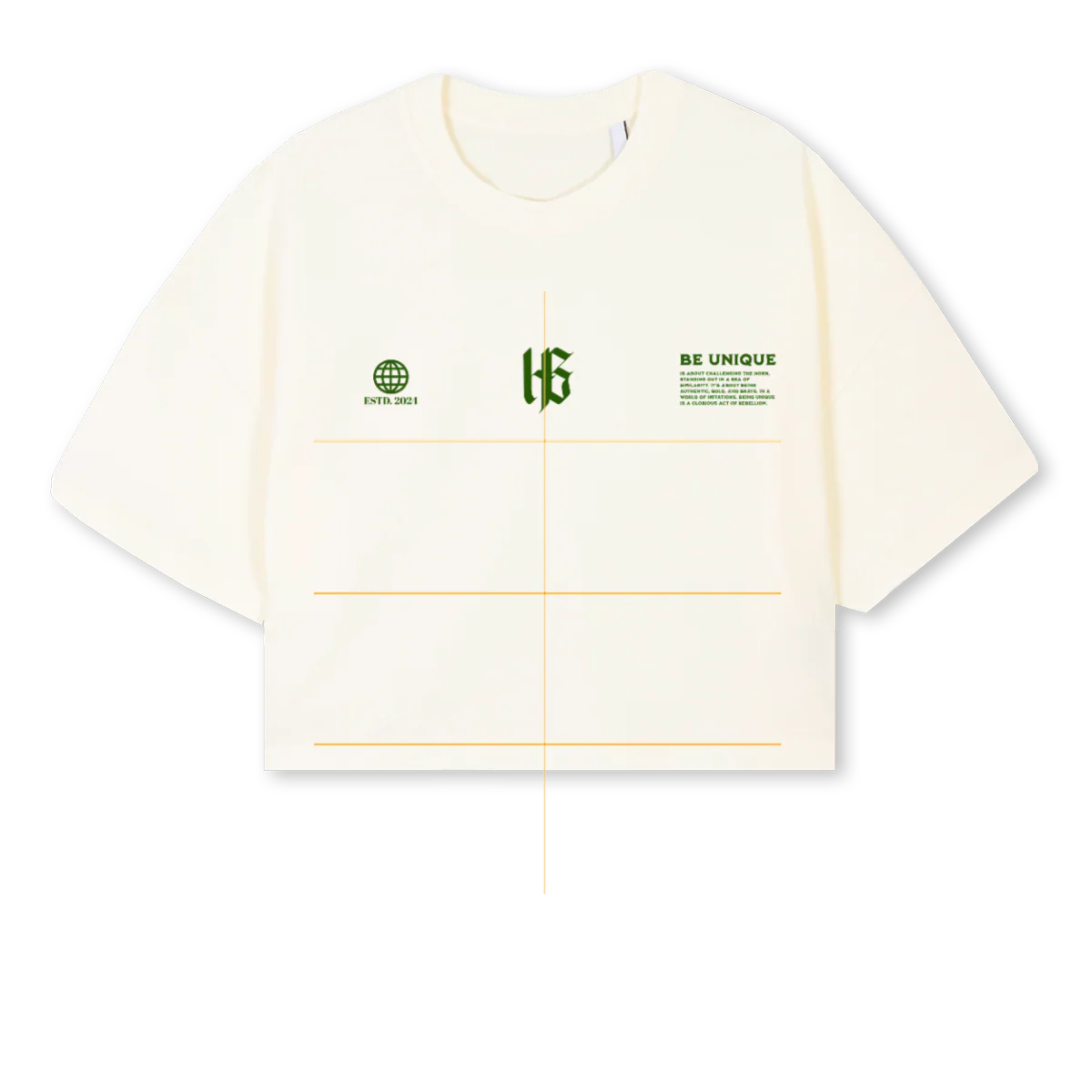 UNIQUE Cream Cropped Oversized Tee.