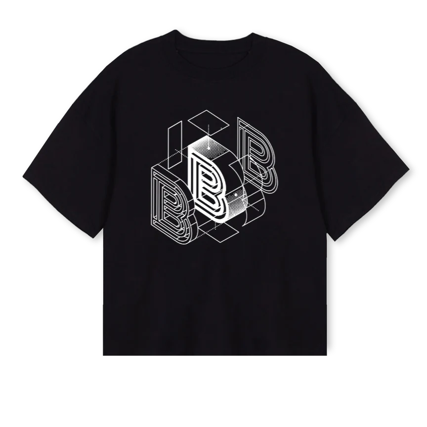 BUNLOGO Black Oversized Boxy Tee.