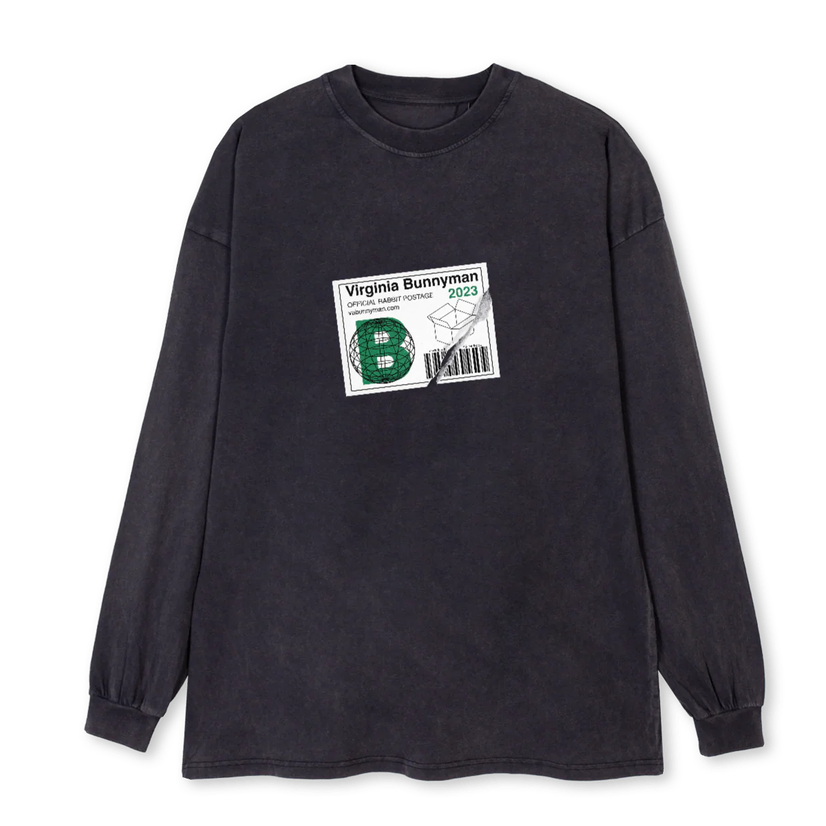 BUNNYPOST Vintage Black Oversized LS Tee.