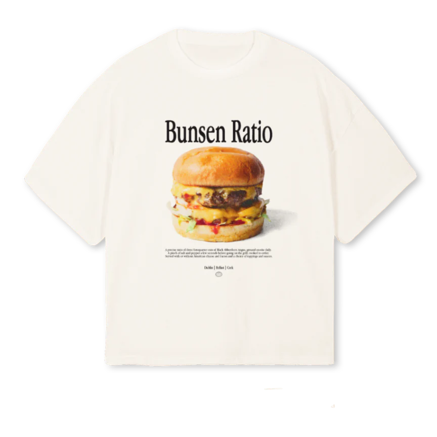 BURGER Vintage White Oversized Boxy Tee.