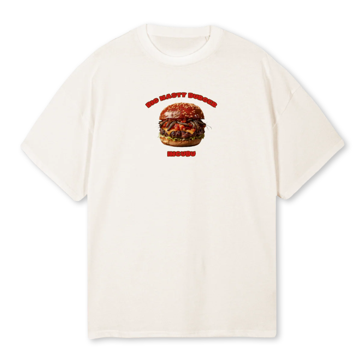 BURGER  Vintage White Oversized Tee.