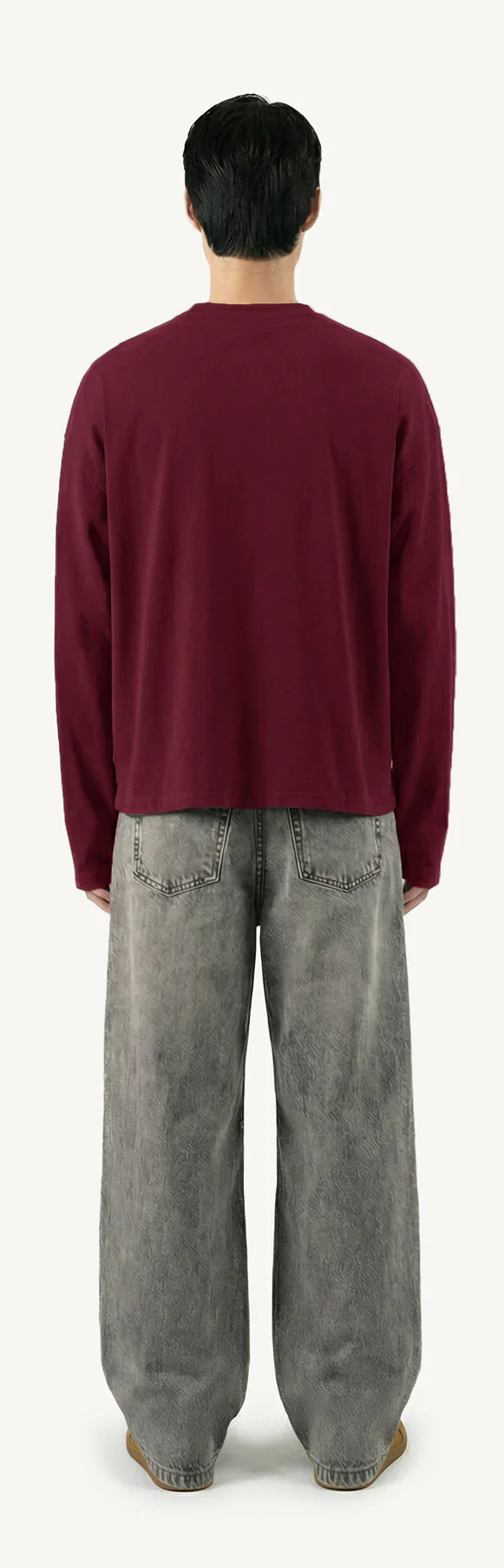 Burgundy Oversized Boxy LS Tee. - Image 6