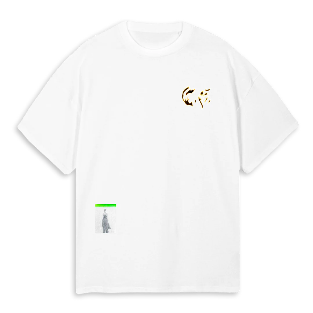 BURNEDSMILEY White Oversized Tee.