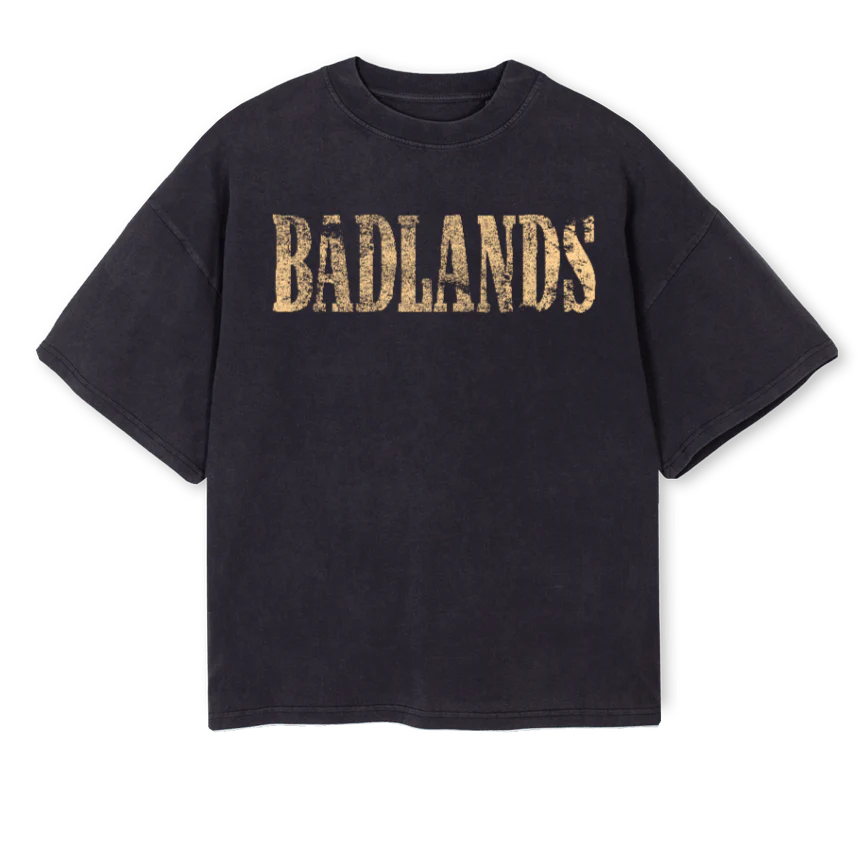 BURNING LOV Vintage Black Oversized Boxy Tee.