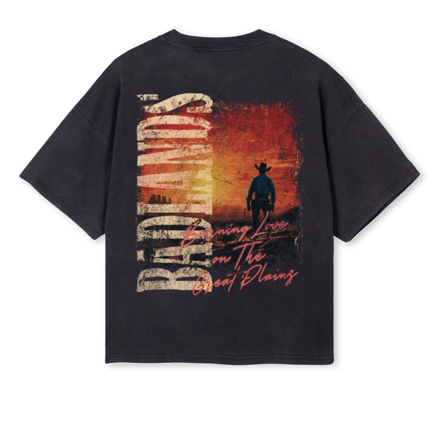 BURNING LOV Vintage Black Oversized Boxy Tee. - Image 2