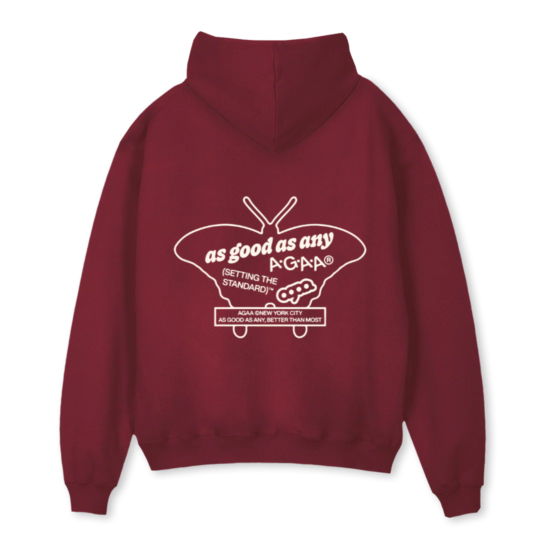 BUTTERFLYMEMBERSCLUB Burgundy Oversized Hoodie. - Image 2