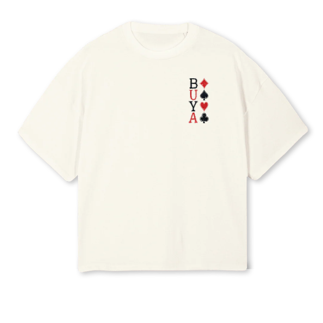 BUYA DAVOR Cream Oversized Boxy Tee.