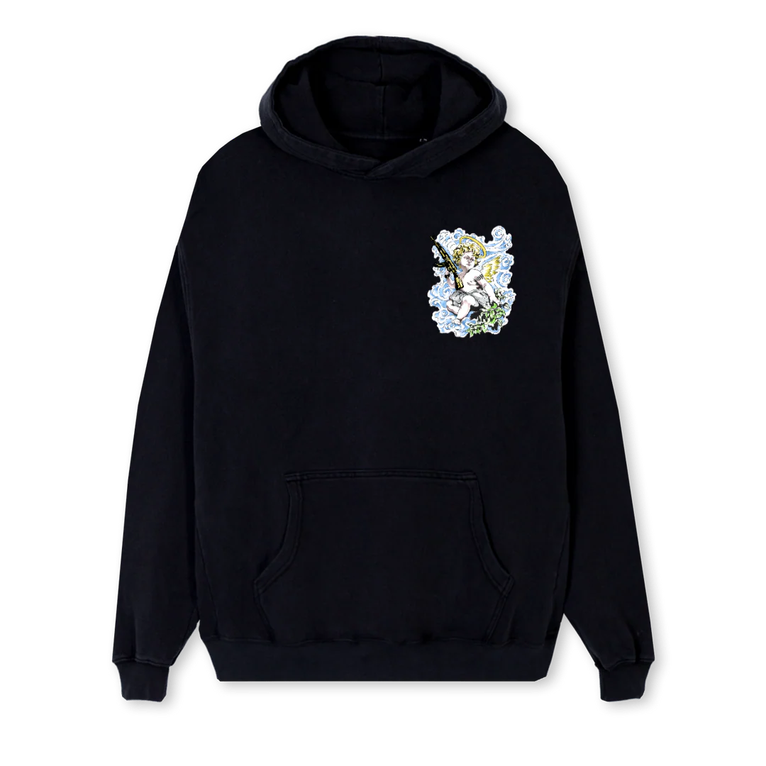 BYOPULENCEANGEL Black Regular Hoodie.