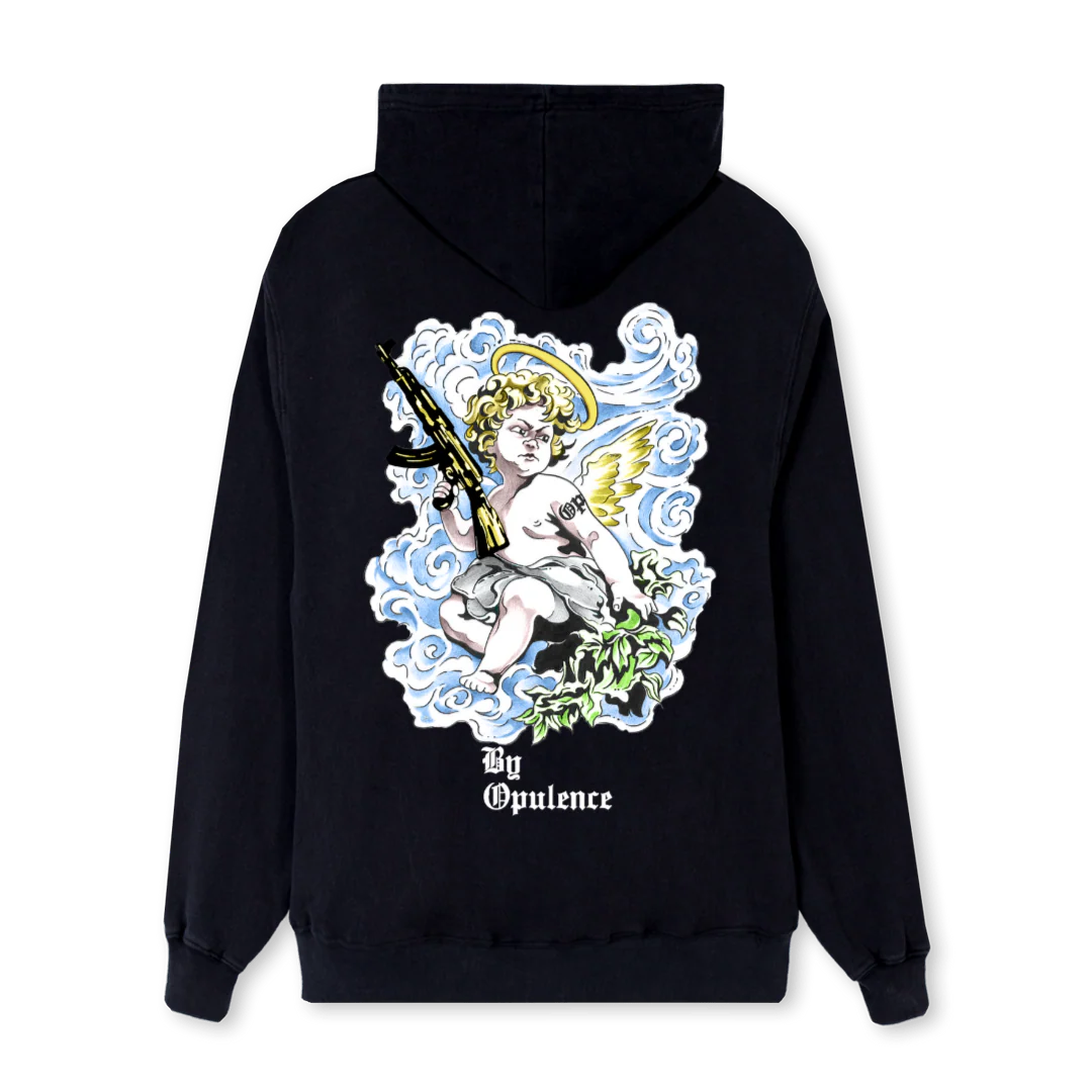BYOPULENCEANGEL Black Regular Hoodie. - Image 2