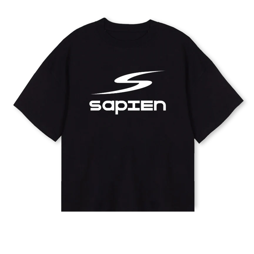 SAPIENTEEWHT_B Black Oversized Boxy Tee.