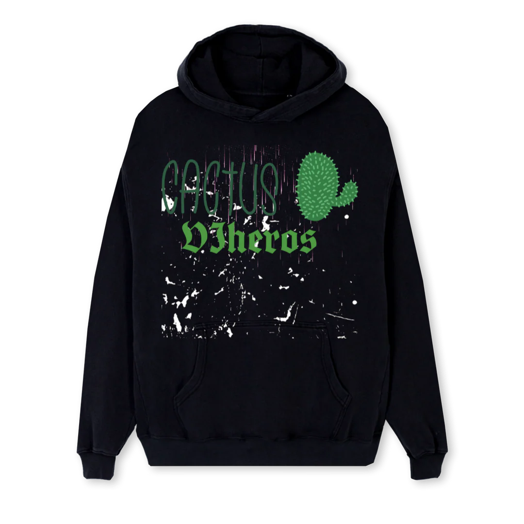 CACTUS Black Regular Hoodie.