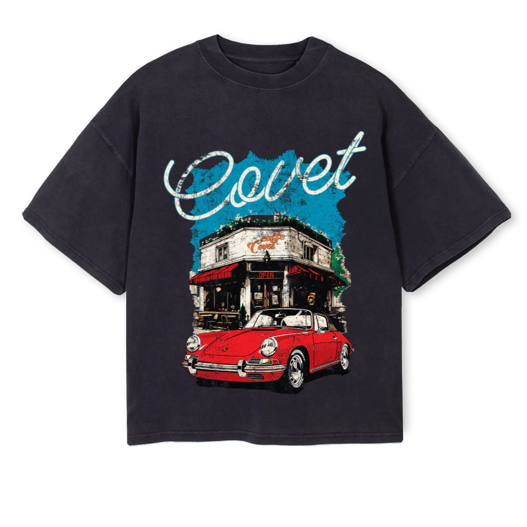 CAFE Vintage Black Oversized Boxy Tee.