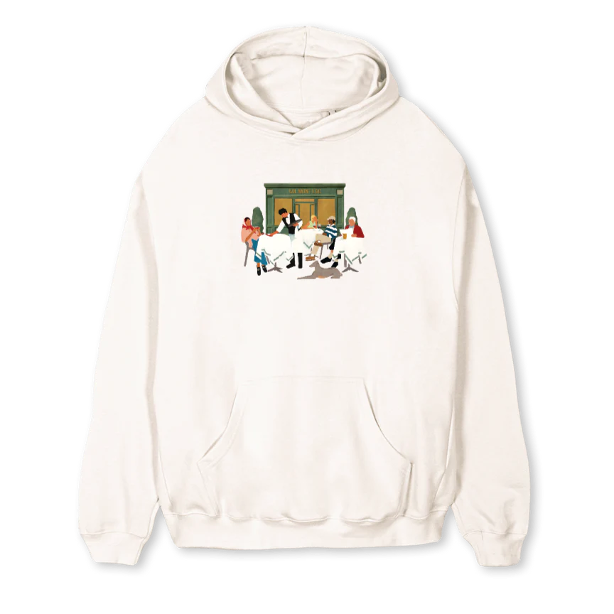 CAFEPRINT  Vintage White Regular Hoodie.