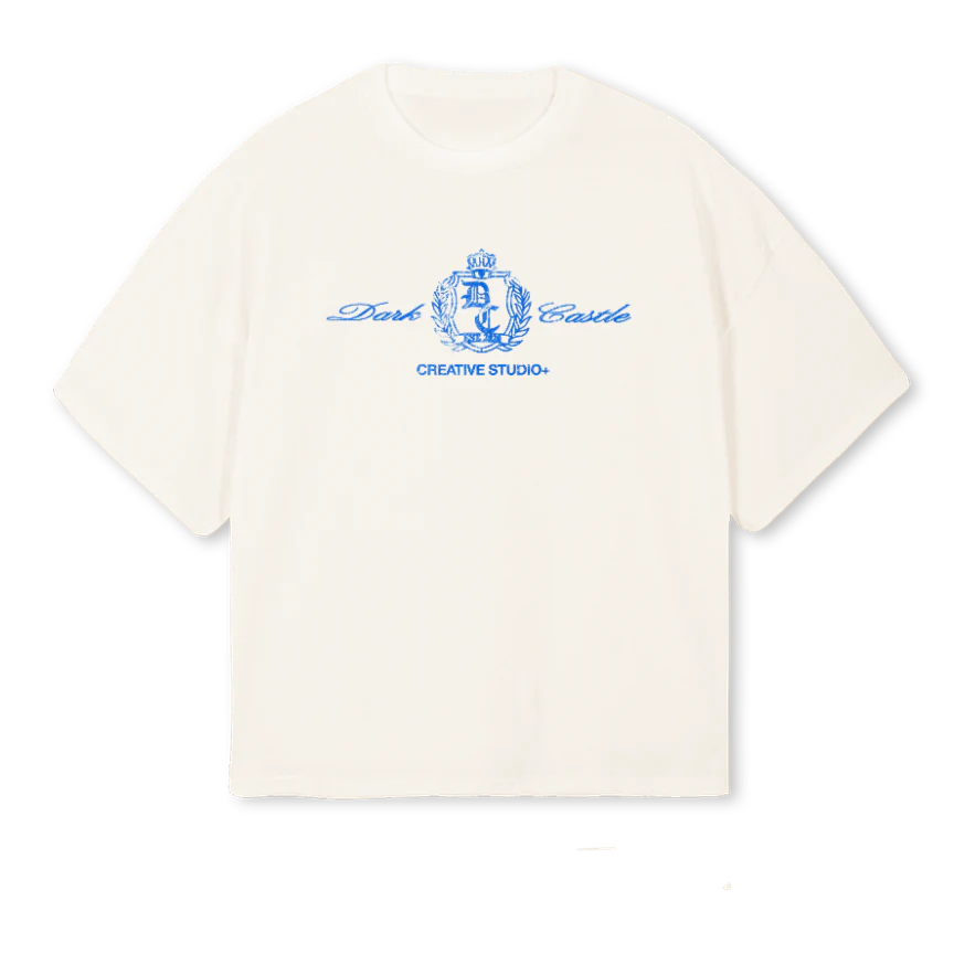 CAMISA MOGRAMO AZUL Vintage White Oversized Boxy Tee.