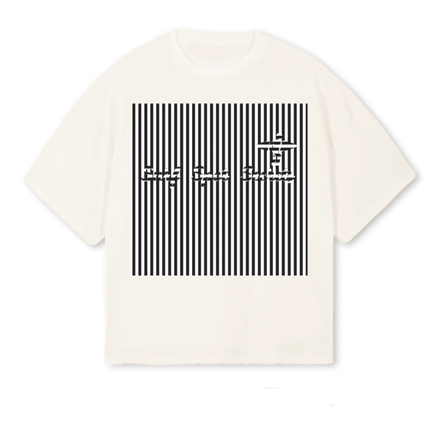 CAROANDSTRIPESBLACKW Vintage White Oversized Boxy Tee.