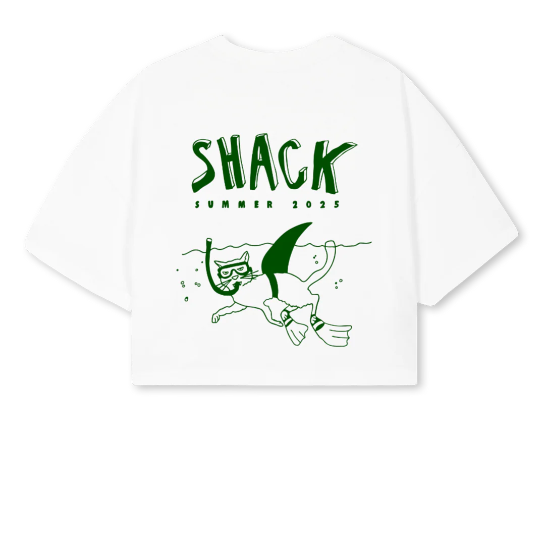CATSHARKCROP White Cropped Oversized Tee. - Image 2