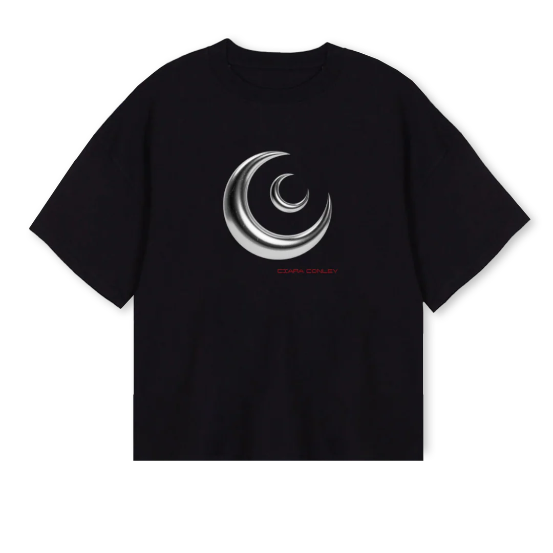 CCMOONTEE Black Oversized Boxy Tee.