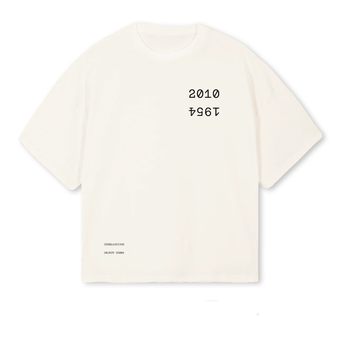 CCZEROZEROONE Vintage White Oversized Boxy Tee.
