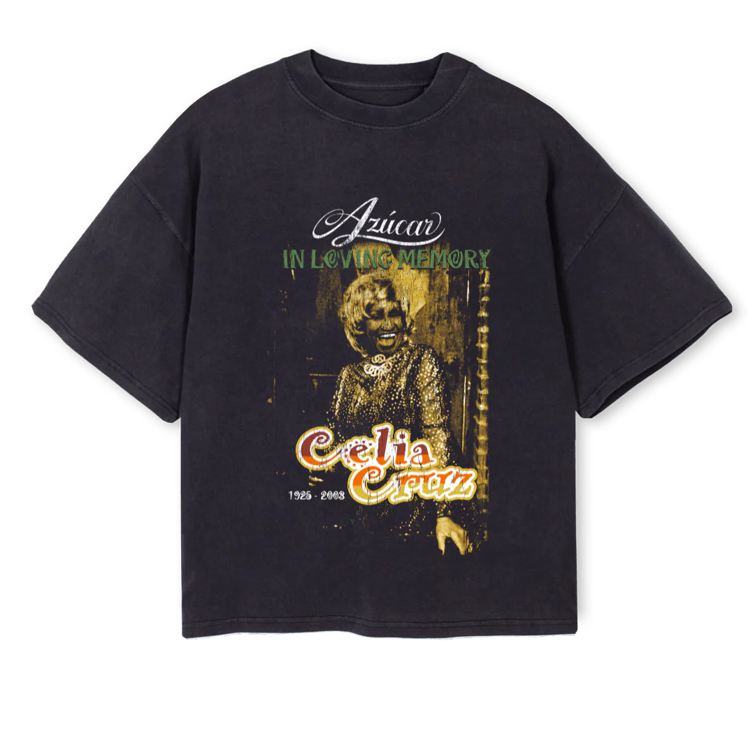 CELIAFRONTBACK Vintage Black Oversized Boxy Tee.