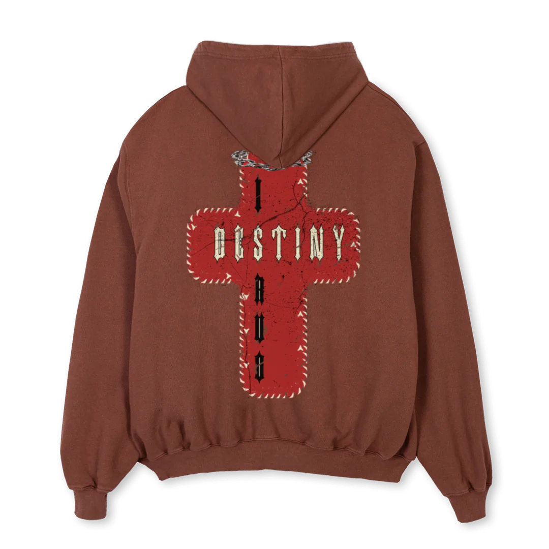 CHAINGENE Vintage Brown Oversized Zipped Hoodie. - Image 2