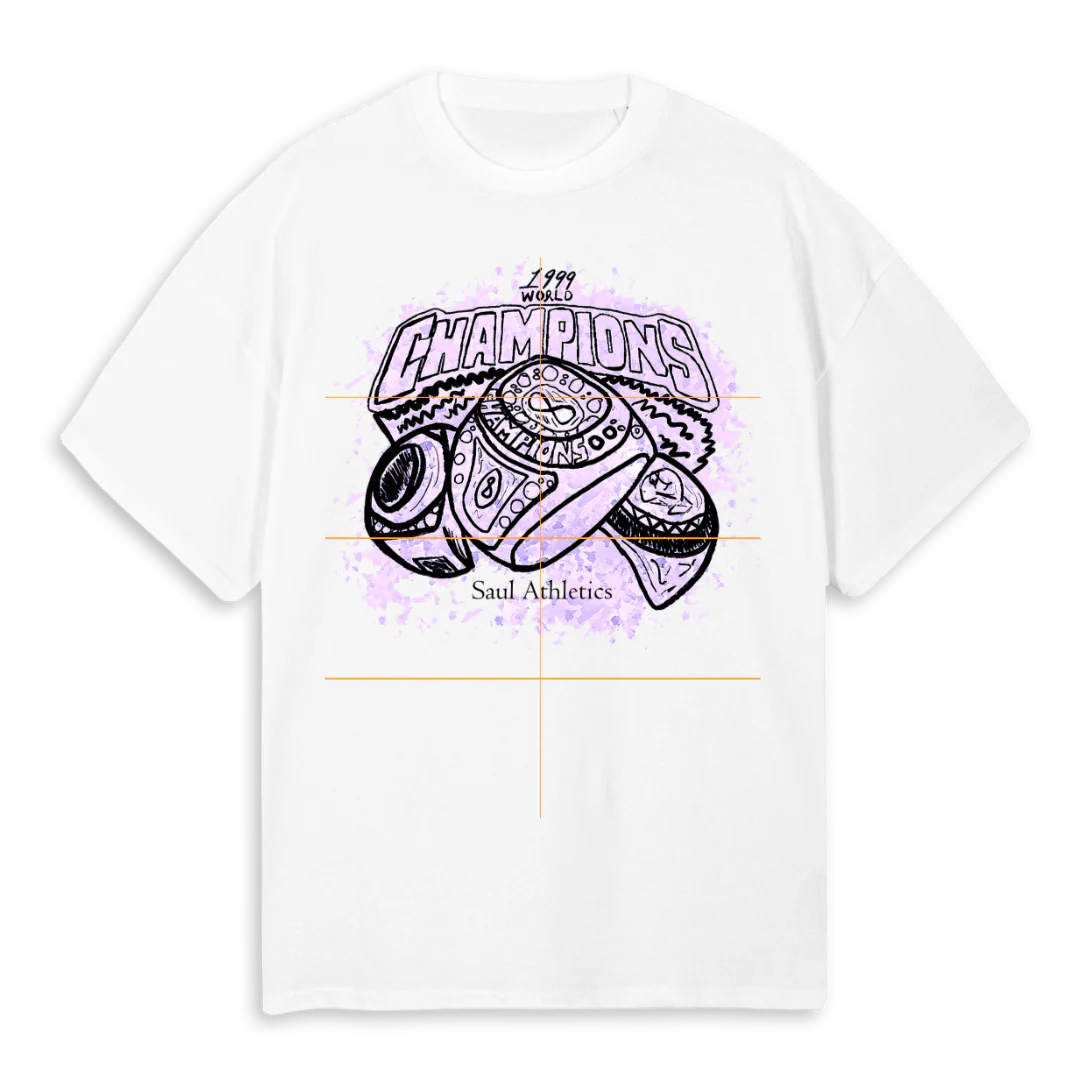 CHAMPIONS PURPLE White Oversized Tee.