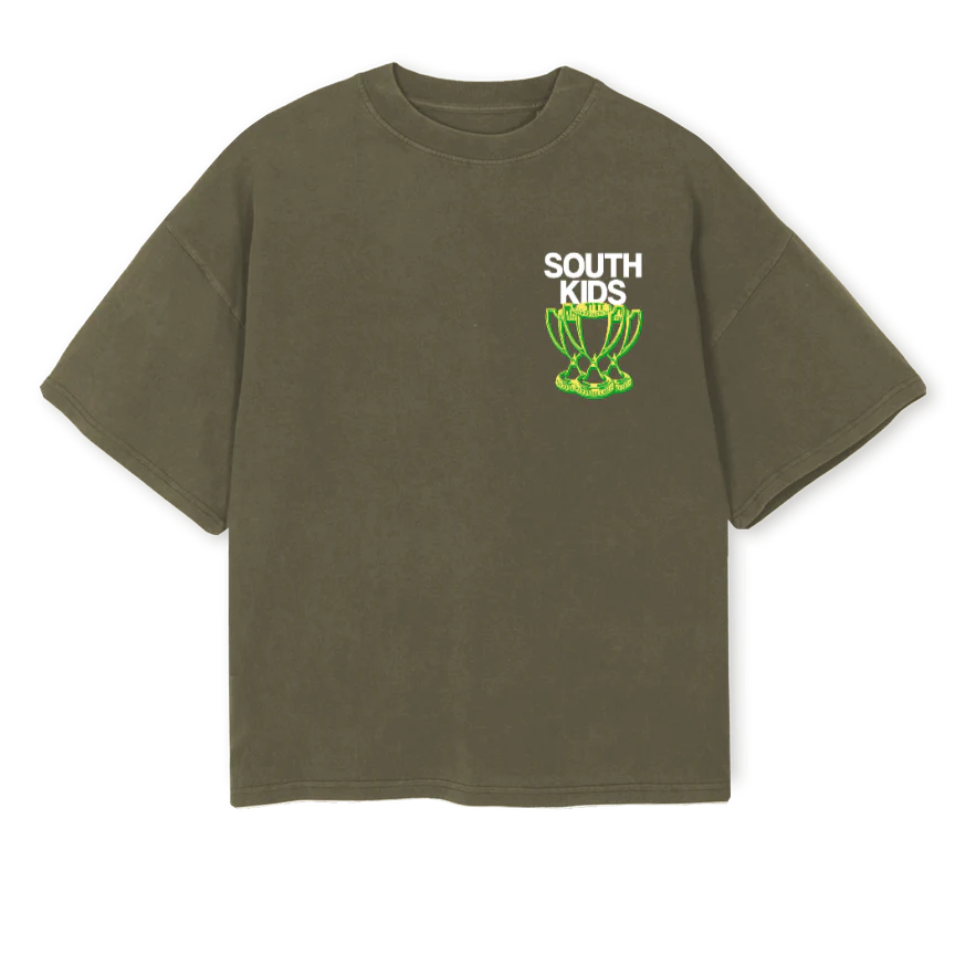CHAMPIONSTEE Vintage Olive Oversized Boxy Tee.