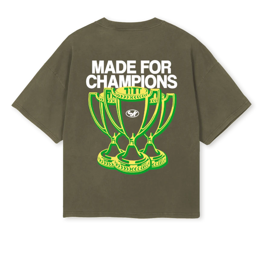 CHAMPIONSTEE Vintage Olive Oversized Boxy Tee. - Image 2