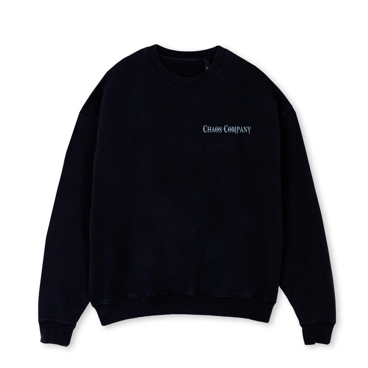 CHAOSCOMP Black Oversized Crewneck Sweater.