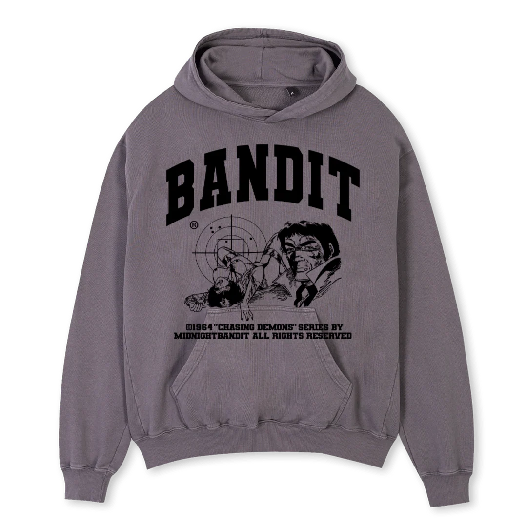 CHASING DEMONSCREAM Pigment Grey Oversized Hoodie.