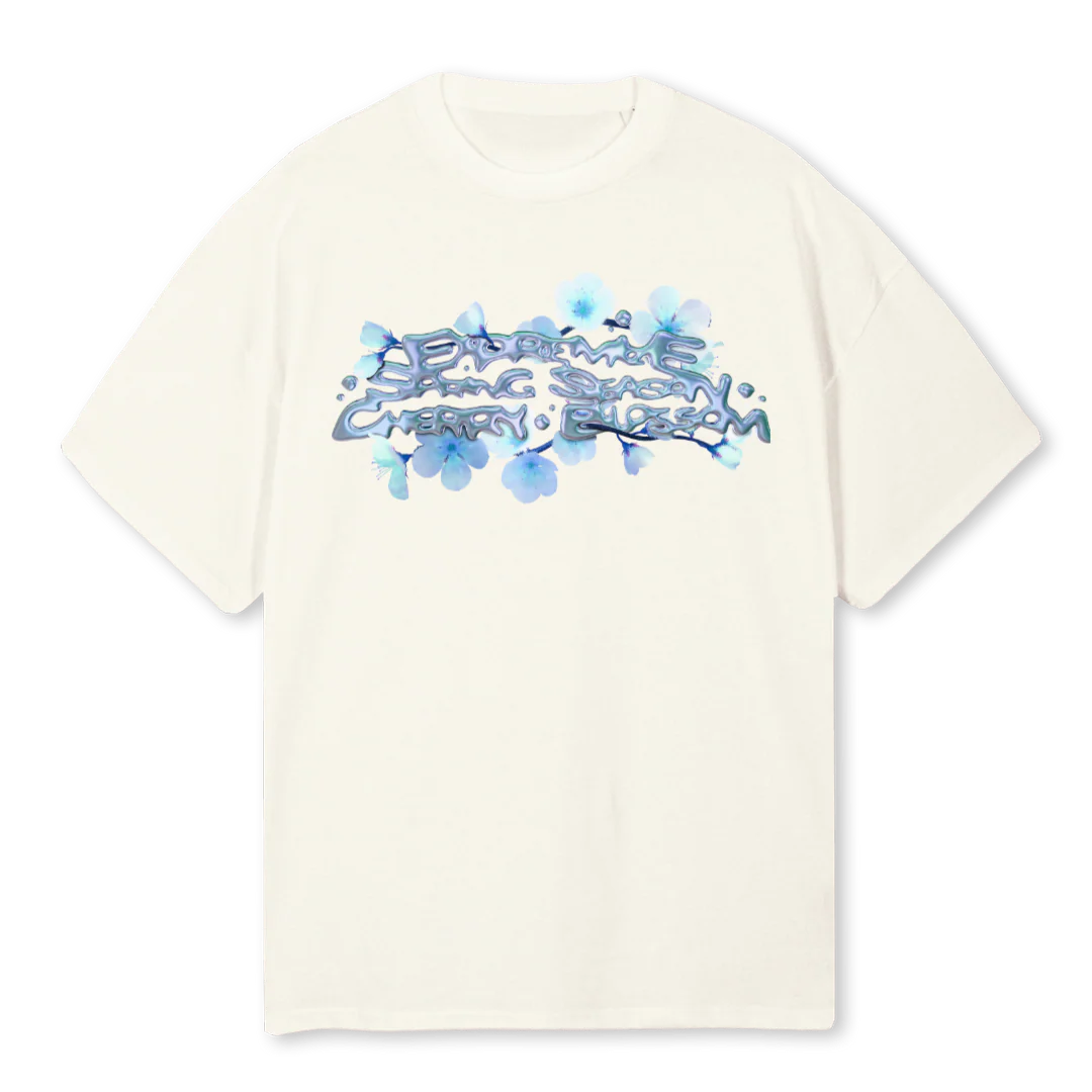 CHERRY BLOSSOM CREA Cream Oversized Tee.