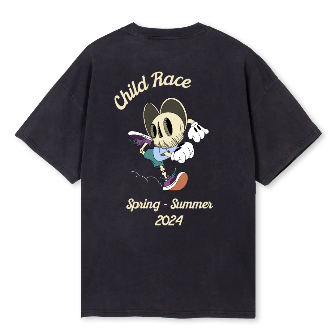 CHILD RACE VERSI_2 Vintage Black Oversized Tee. - Image 2