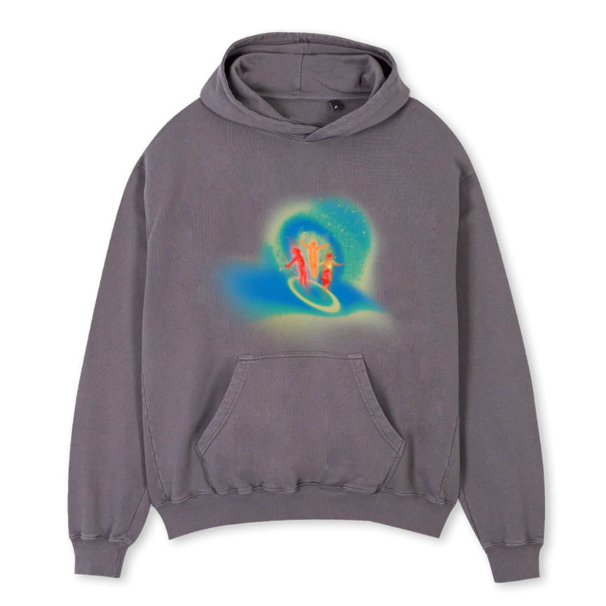CHILDHALODONE Pigment Grey Oversized Hoodie.