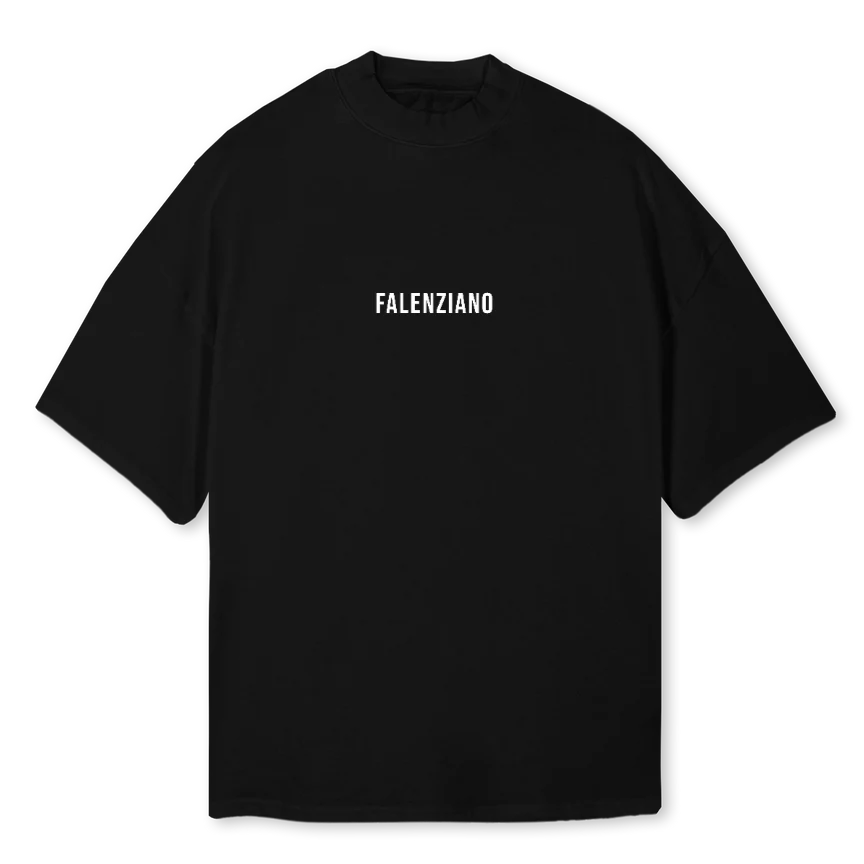 CHILDREN OF LIGHT Black Oversized Mock Neck Tee.