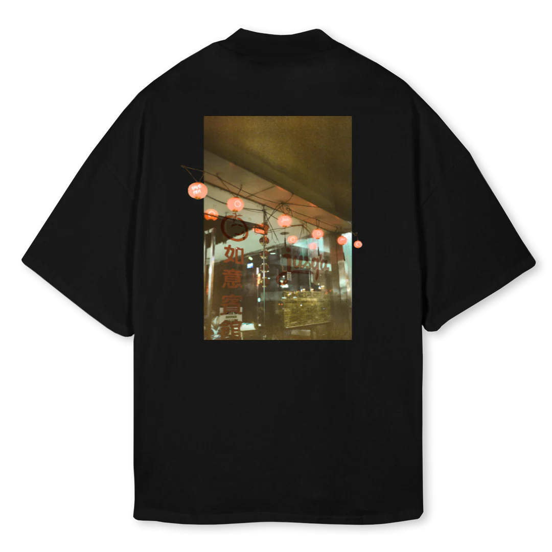 CHINATOWN Black Oversized Mock Neck Tee. - Image 2
