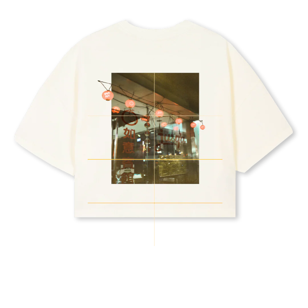 CHINATOWN Cream Cropped Oversized Tee. - Image 2
