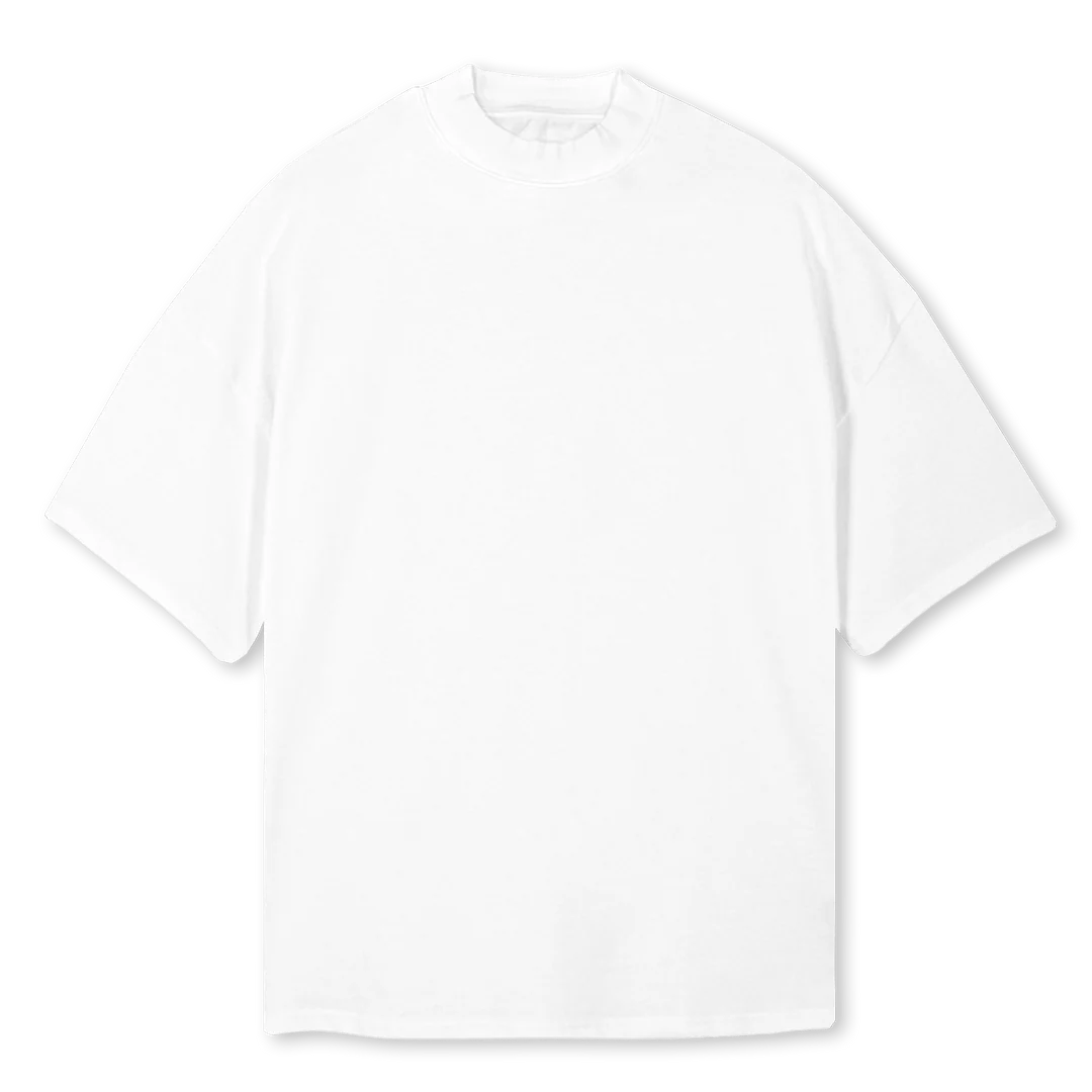 CHINATOWN White Oversized Mock Neck Tee.
