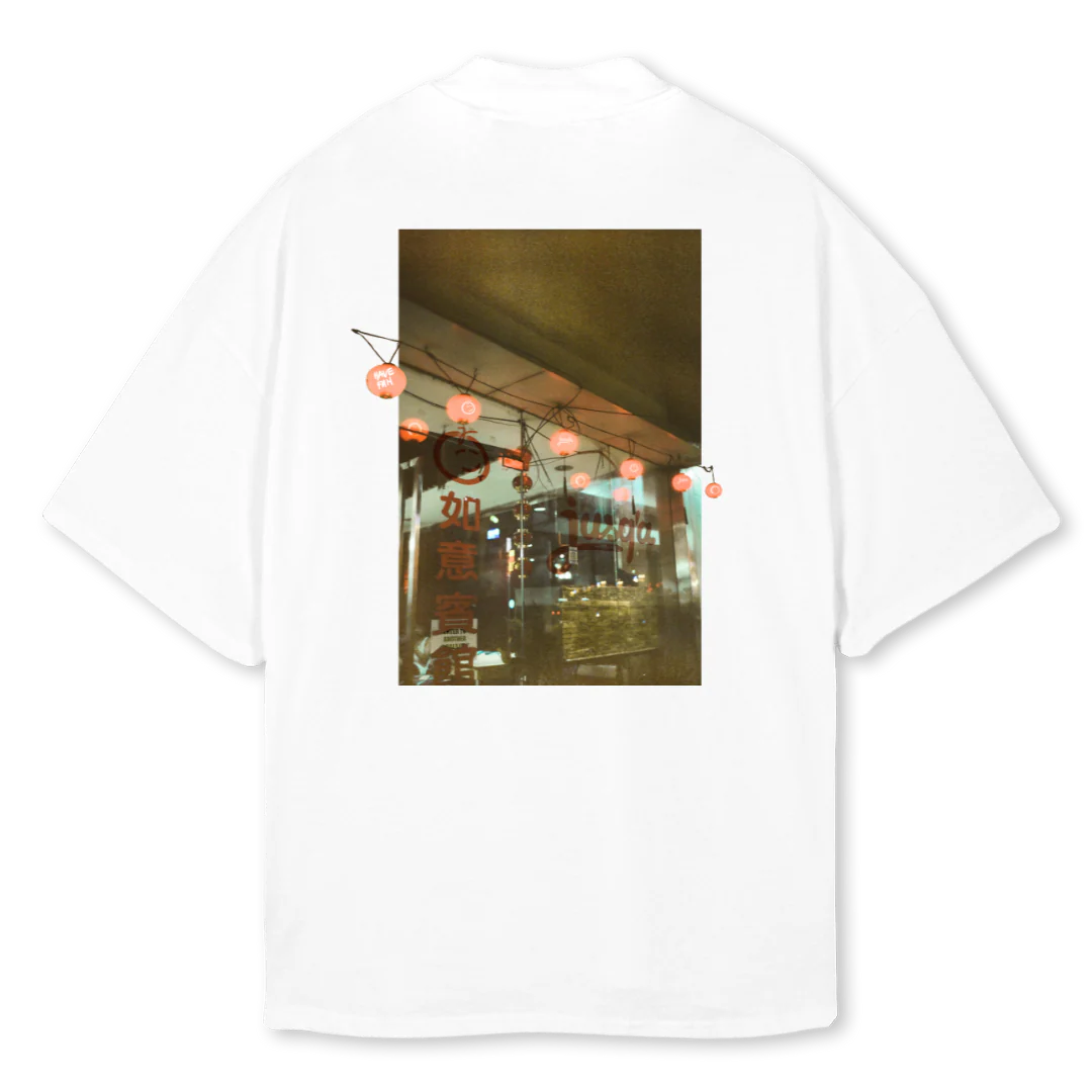 CHINATOWN White Oversized Mock Neck Tee. - Image 2