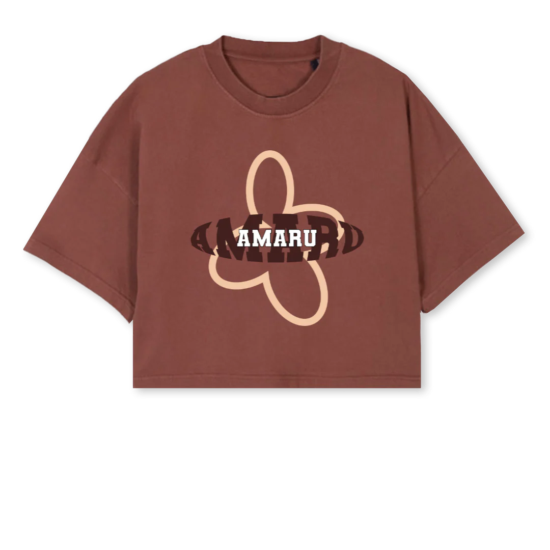 CHOCOCROP Vintage Brown Cropped Oversized Tee.