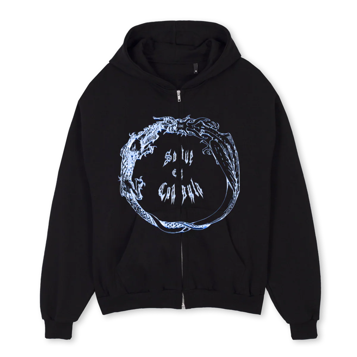 CHROMEC Black Oversized Zipped Hoodie.