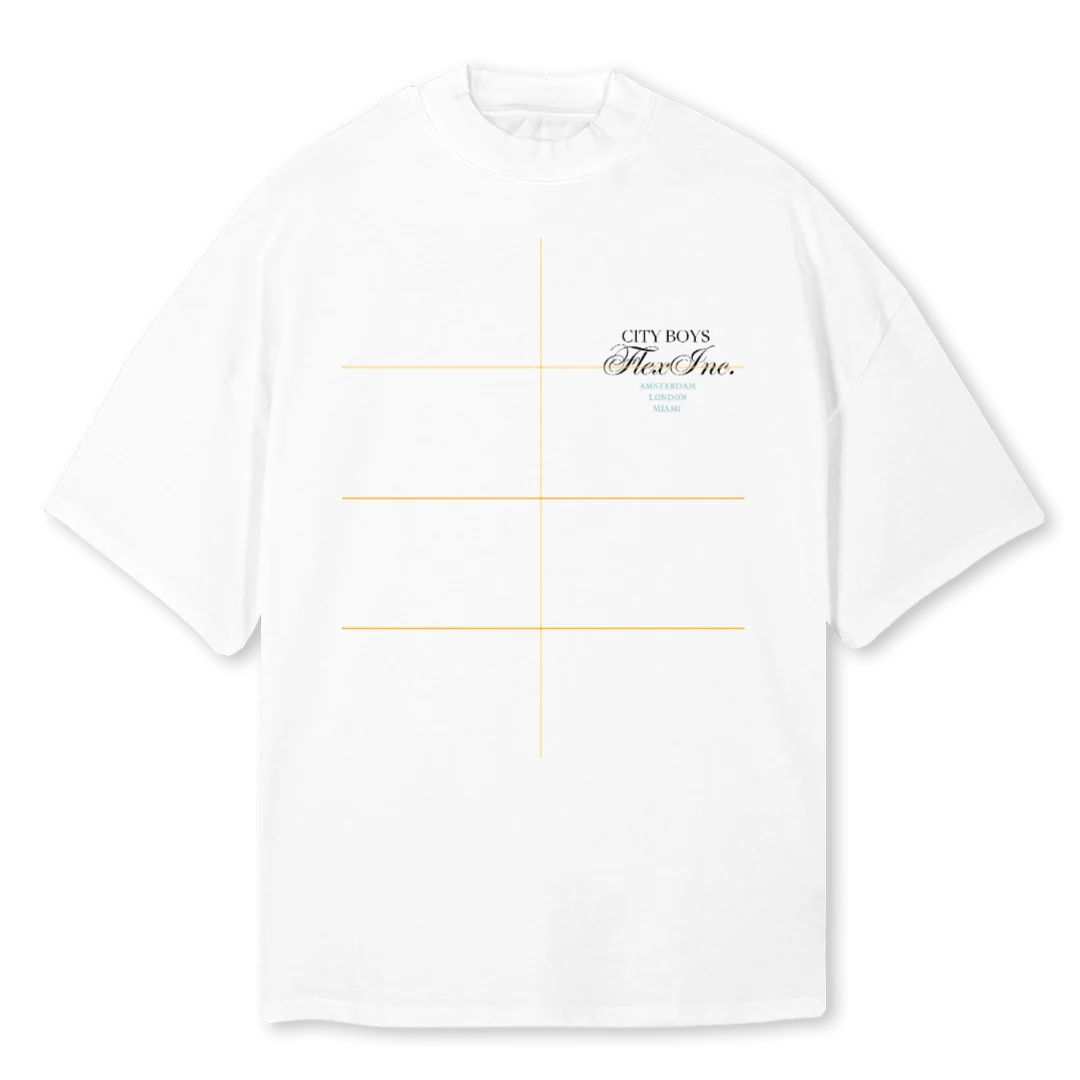 CITYBOYS White Oversized Mock Neck Tee.
