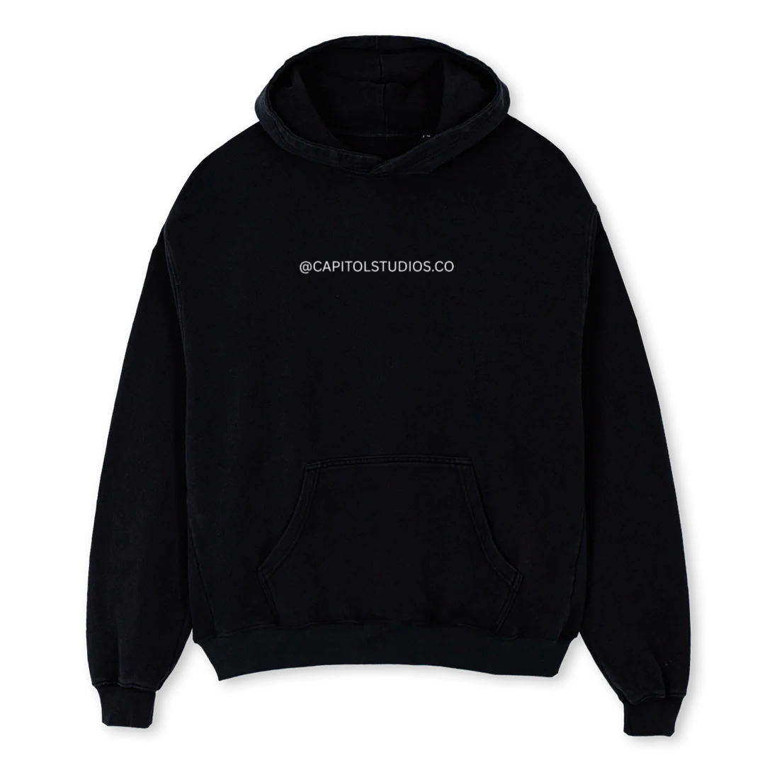 CIUDADES CAPITALES N Black Oversized Hoodie.