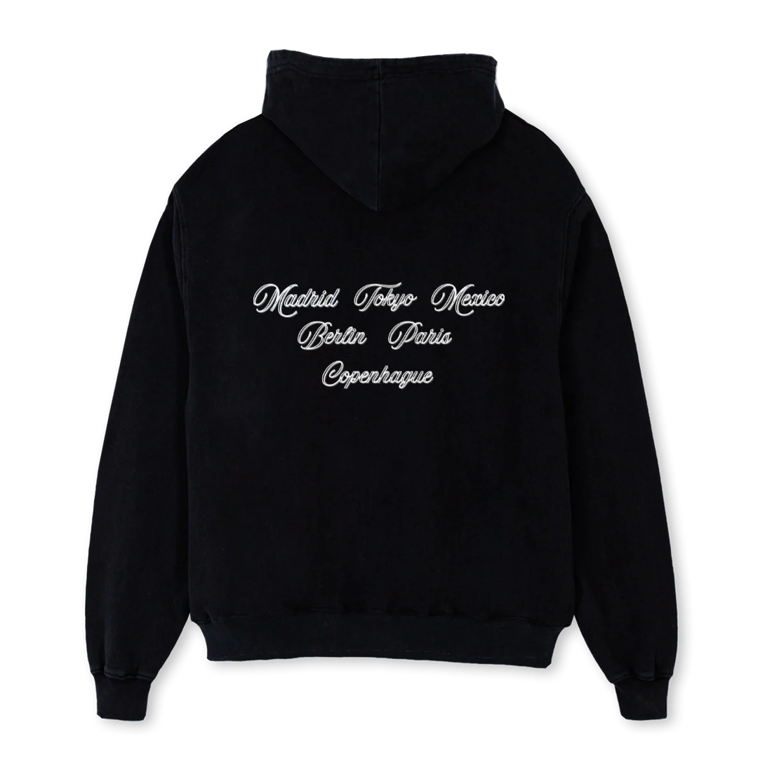 CIUDADES CAPITALES N Black Oversized Hoodie. - Image 2