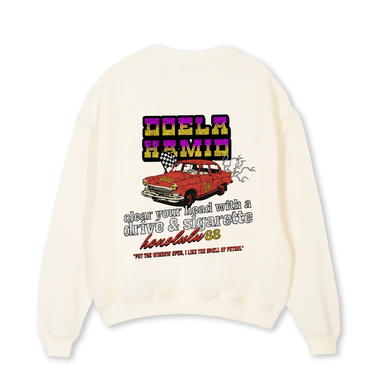 CLEAR YOUR HEAD Cream Oversized Crewneck Sweater. - Image 2