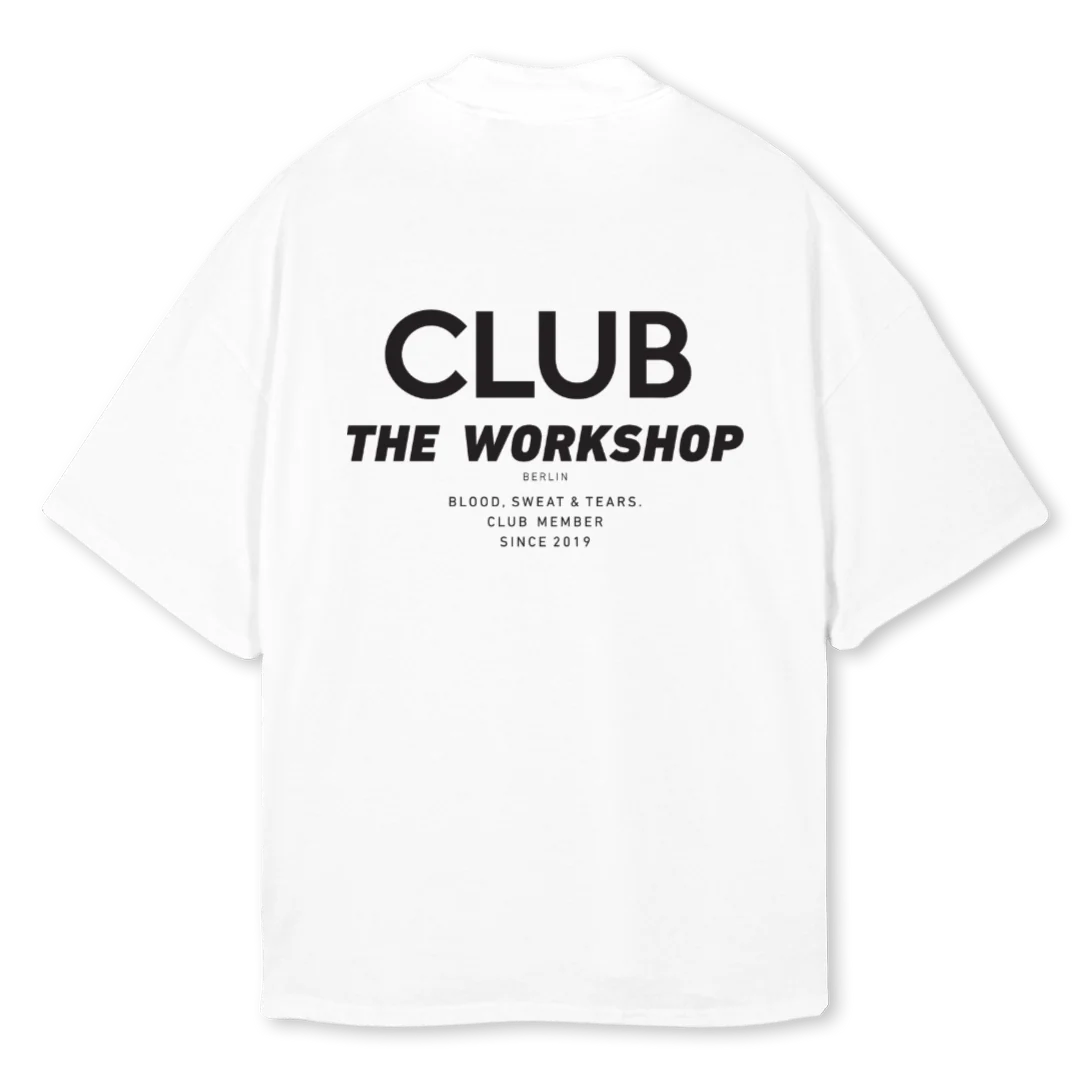 CLUB WORKSHOP White Oversized Mock Neck Tee. - Image 2