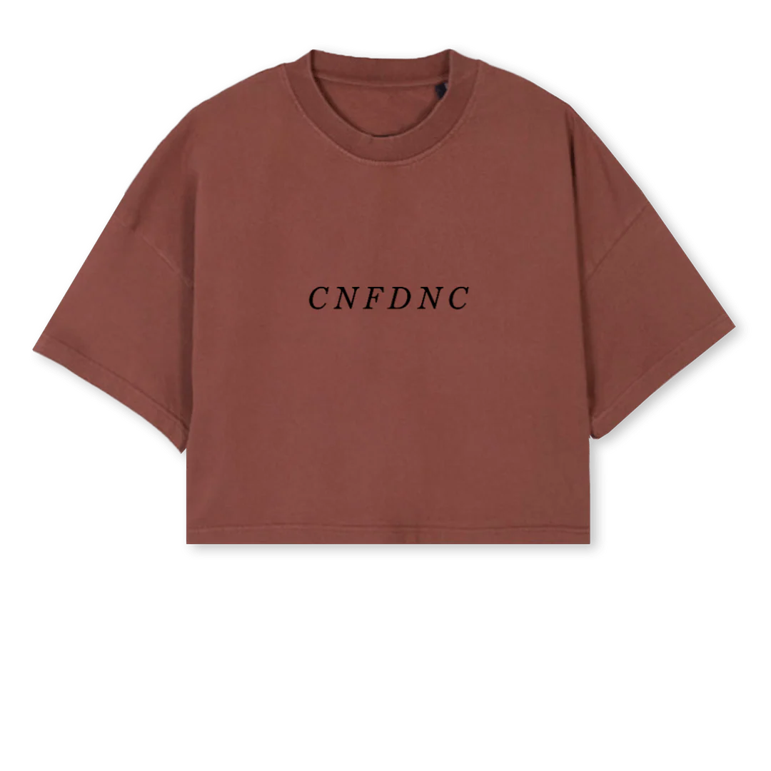CNFDNCTEE Vintage Brown Cropped Oversized Tee.