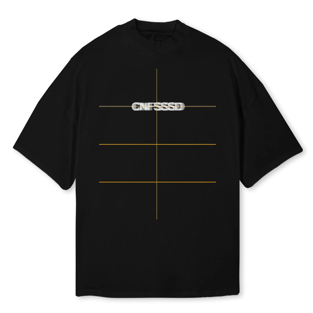 CNFSSSD Black Oversized Mock Neck Tee.