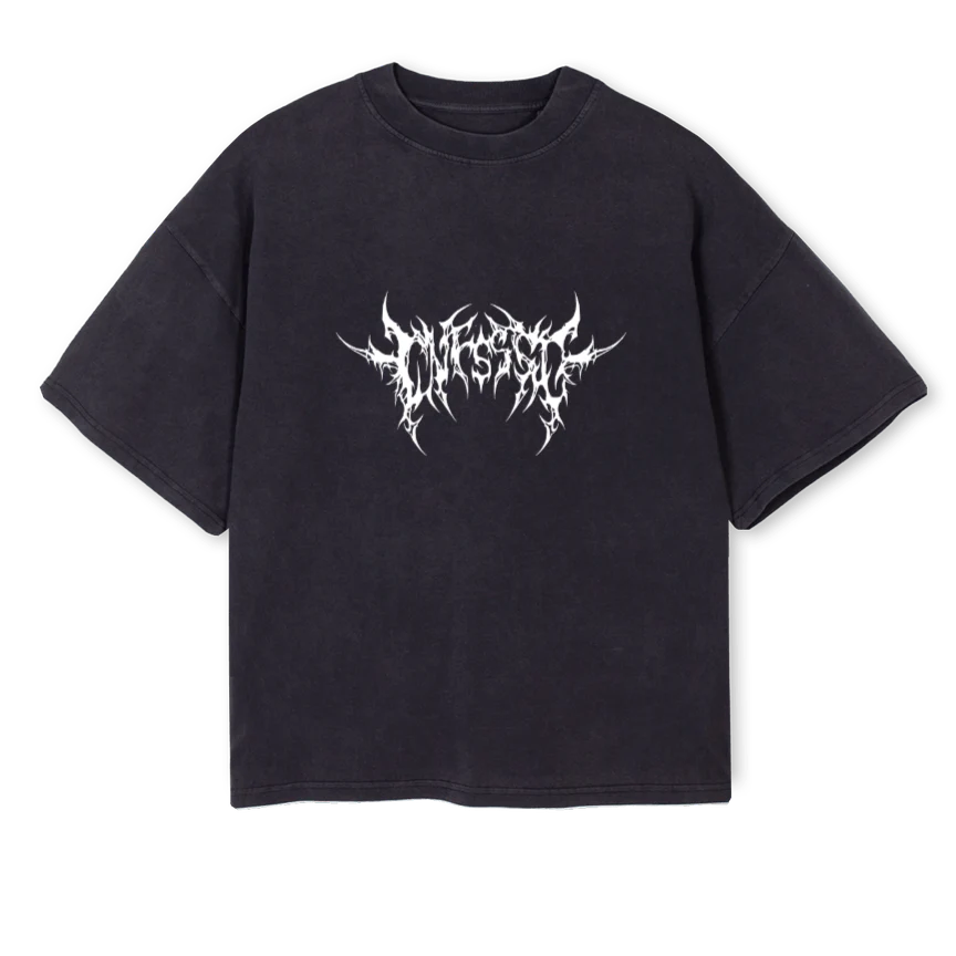 CNFSSSDCYBERVIN Vintage Black Oversized Boxy Tee.