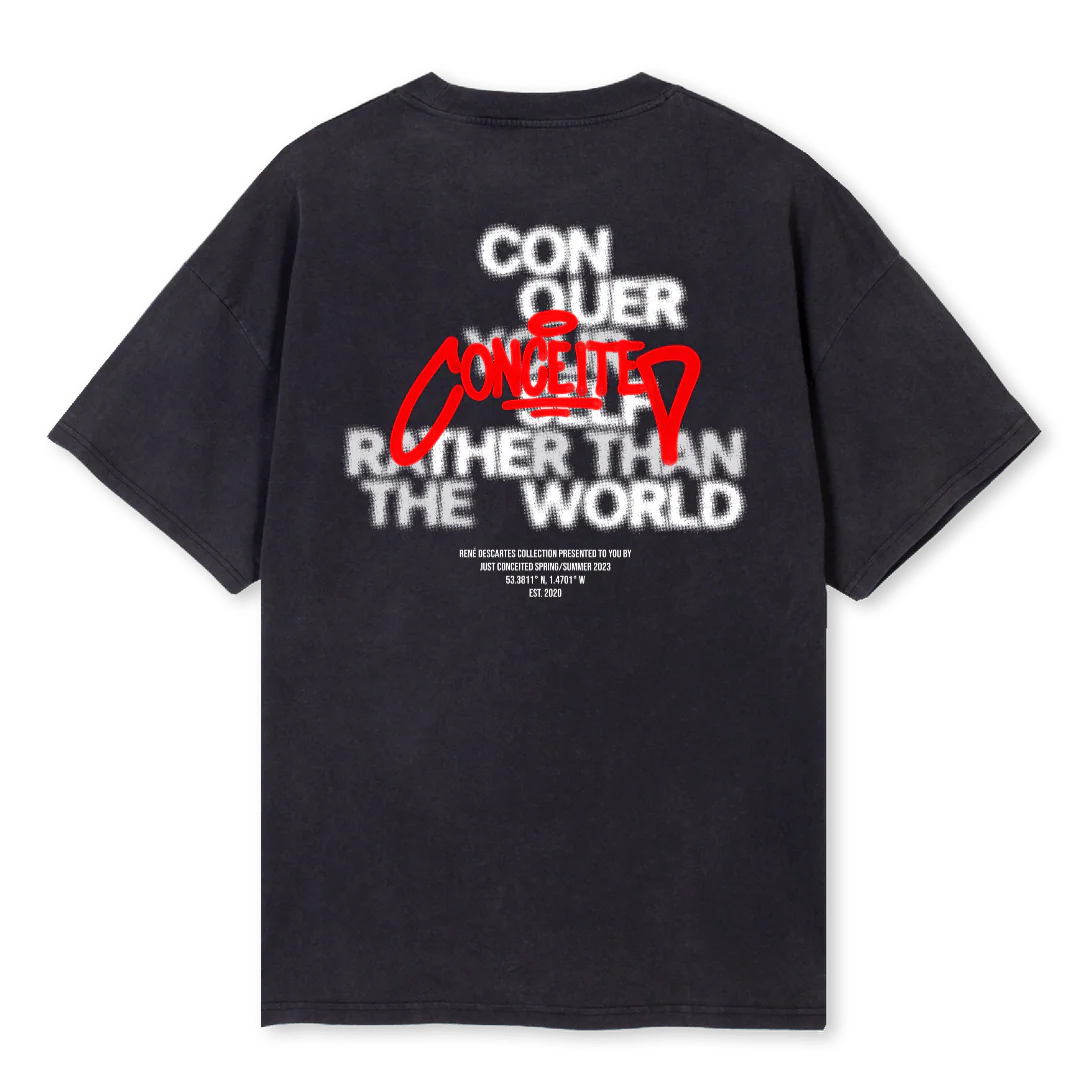 CNQR URWRLD JSTCNCTD Vintage Black Oversized Tee. - Image 2