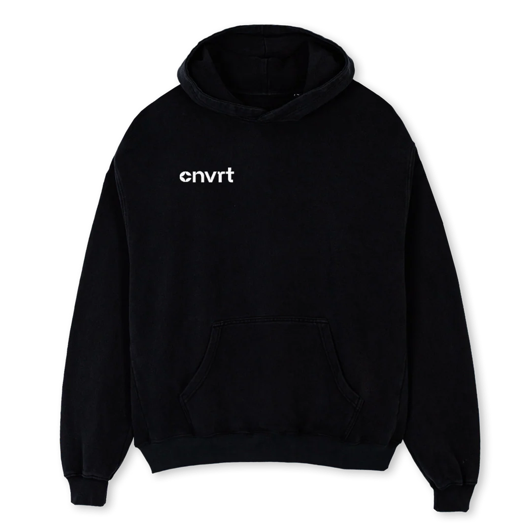 CNVRTHOODIEVONE Black Oversized Hoodie.