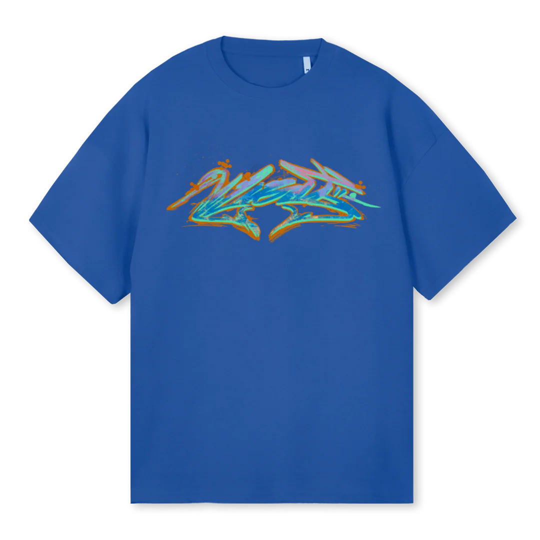 COBALTGRAFFITITEE Cobalt Blue Oversized Tee.